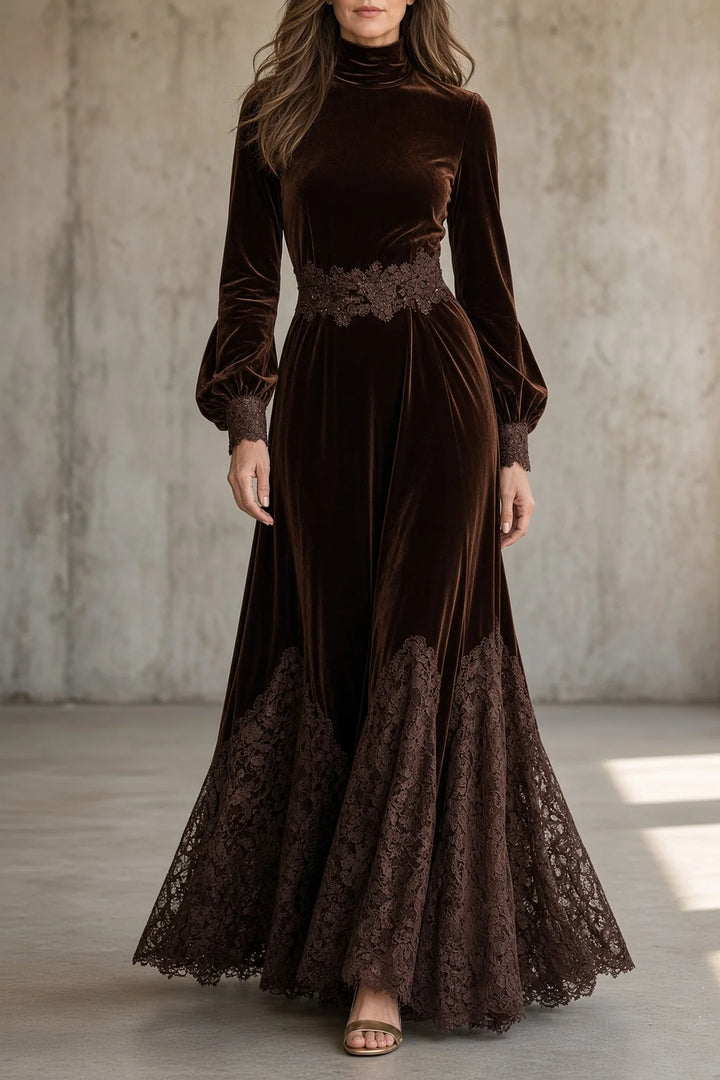MONICA | VELVET LACE MAXI DRESS