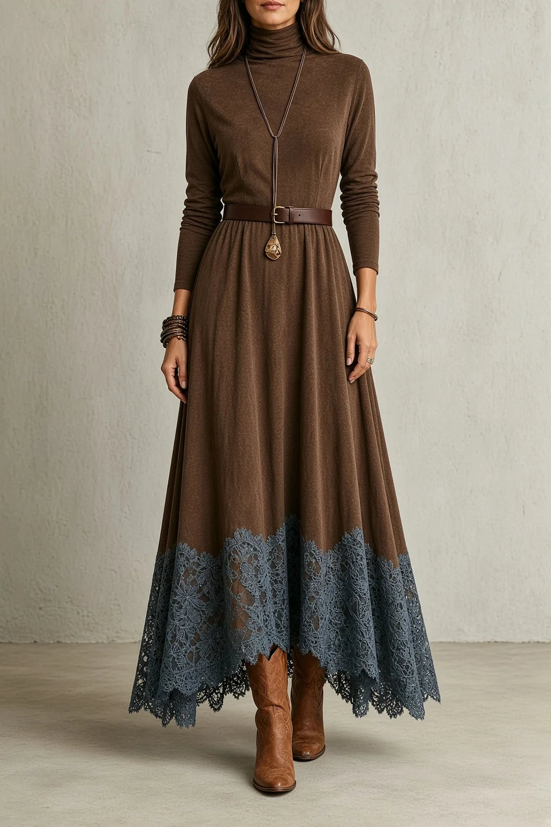 ABIGAIL | LACE-HEM FLOWING MAXI DRESS