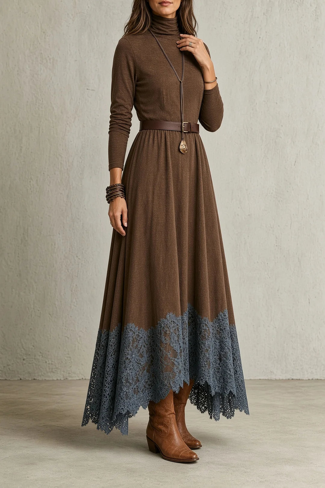 ABIGAIL | LACE-HEM FLOWING MAXI DRESS