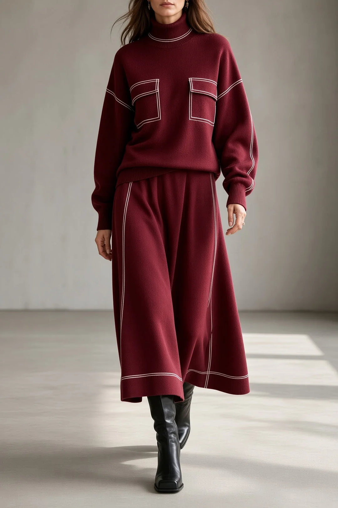 NATALIE | SIGNATURE CONTRAST-STITCH TWO-PIECE SET