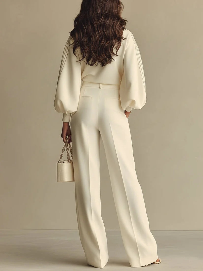HANNAH | RIBBED TOP & WIDE-LEG PANTS SET