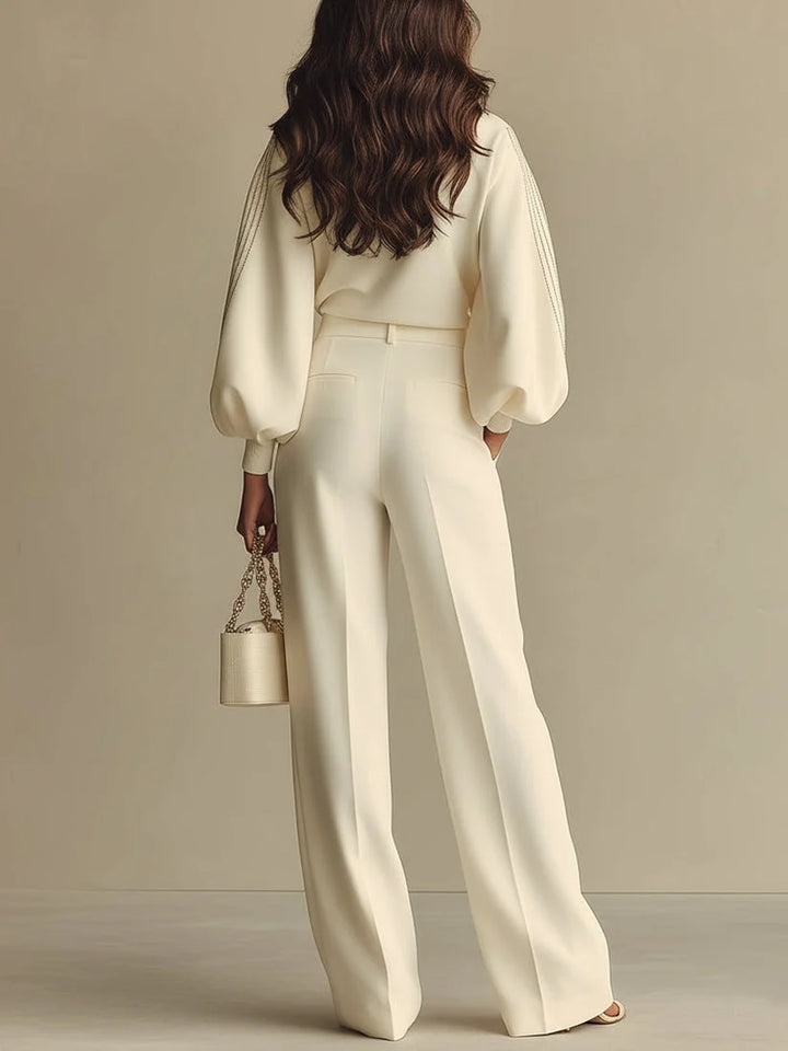 HANNAH | RIBBED TOP &amp; WIDE-LEG PANTS SET