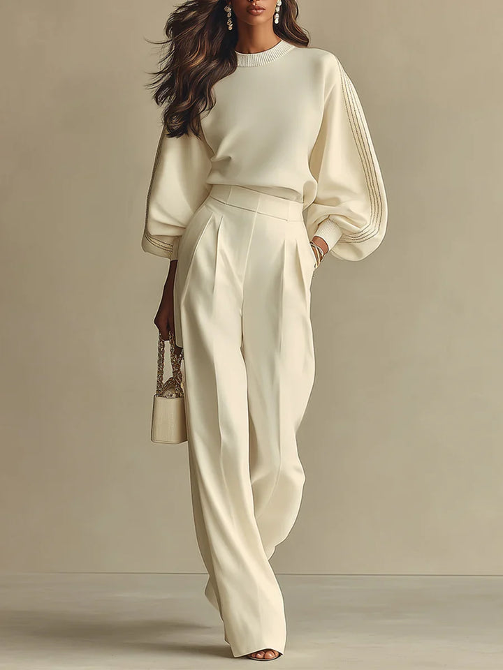 HANNAH | RIBBED TOP &amp; WIDE-LEG PANTS SET