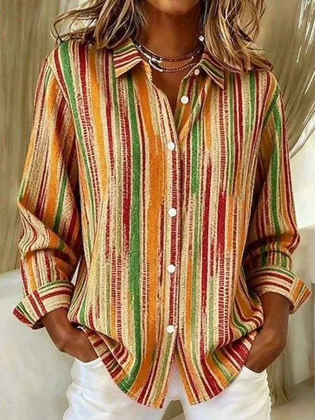 HARLOWE | VINTAGE STRIPED BUTTON-UP BLOUSE