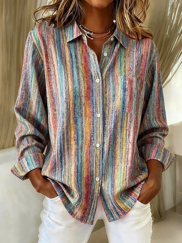 HARLOWE | VINTAGE STRIPED BUTTON-UP BLOUSE