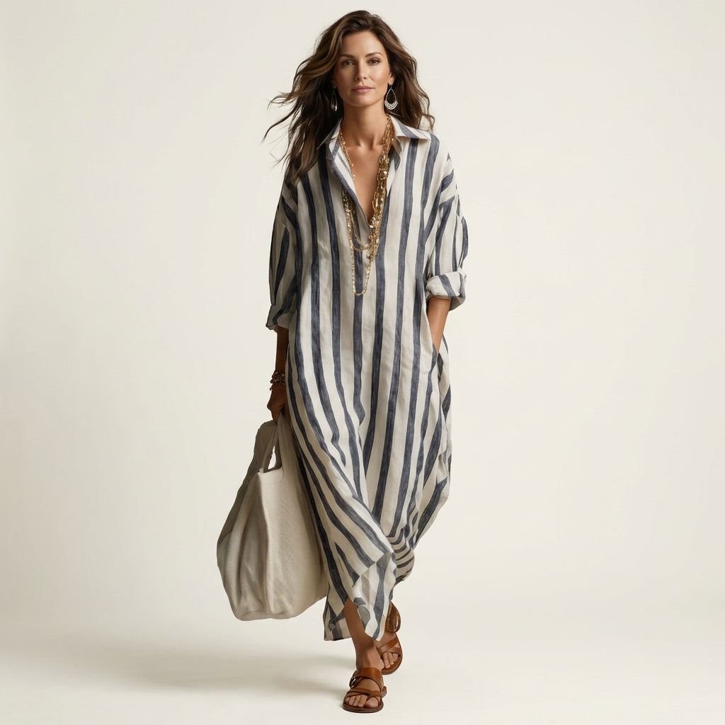 CARRA | STRIPED SHIRT MAXI DRESS