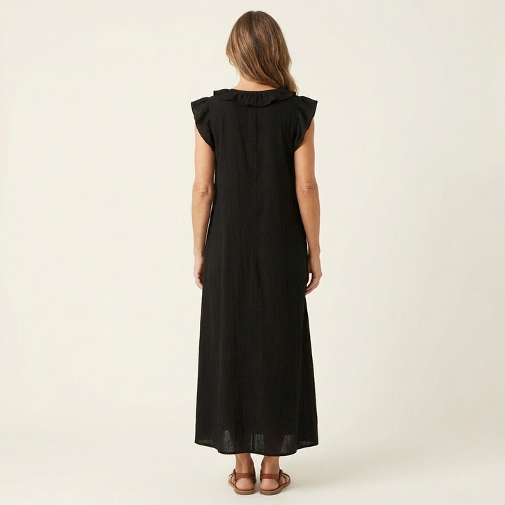 JOSETTE | RUFFLE V-NECK MAXI DRESS