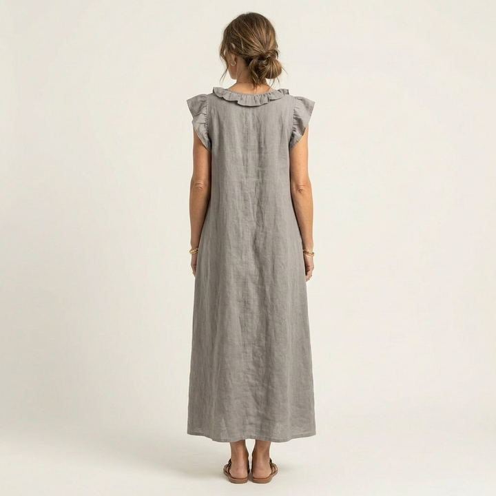 JOSETTE | RUFFLE V-NECK MAXI DRESS