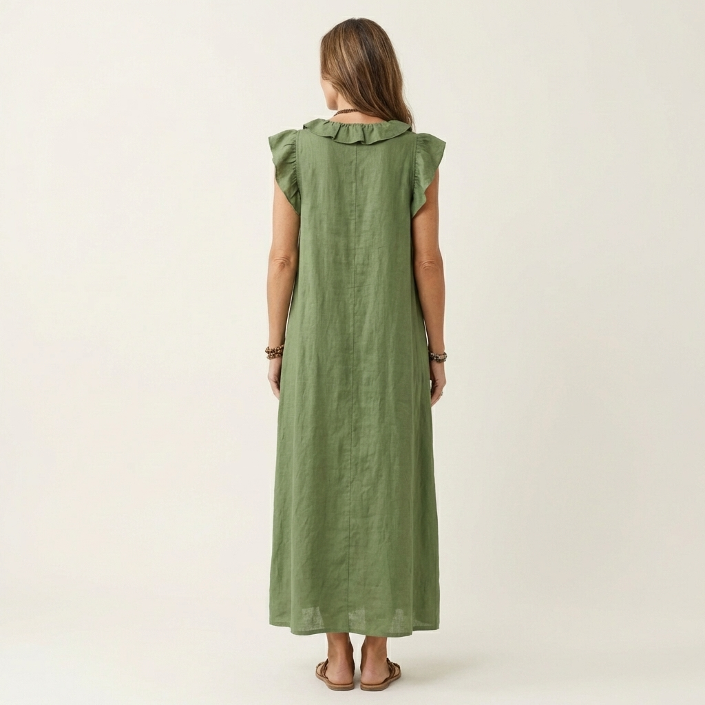 JOSETTE | RUFFLE V-NECK MAXI DRESS