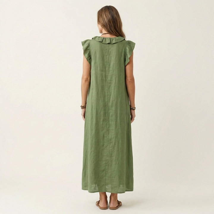 JOSETTE | RUFFLE V-NECK MAXI DRESS