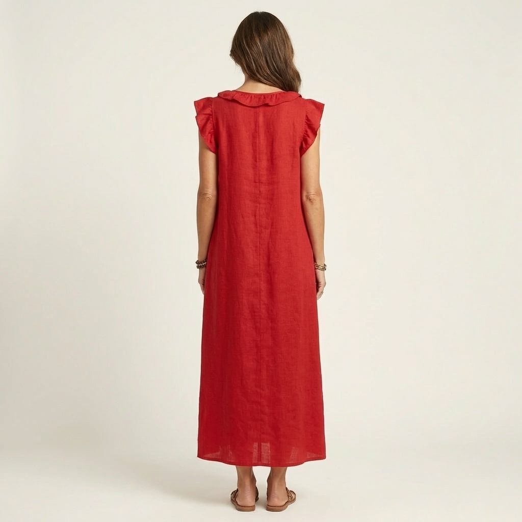 JOSETTE | RUFFLE V-NECK MAXI DRESS