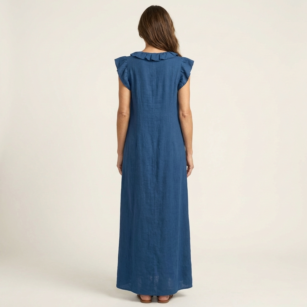 JOSETTE | RUFFLE V-NECK MAXI DRESS