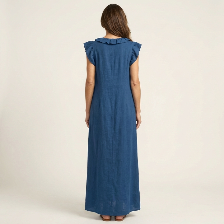 JOSETTE | RUFFLE V-NECK MAXI DRESS