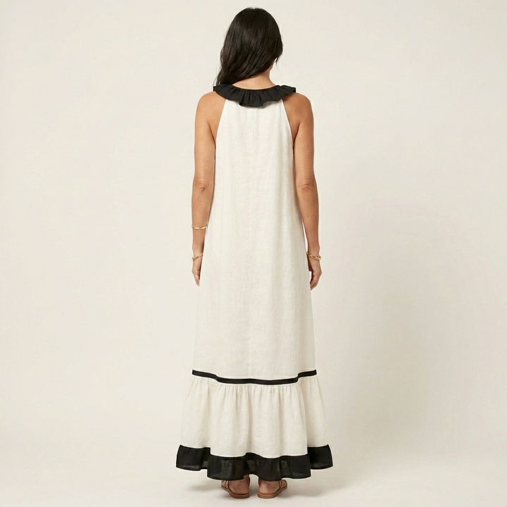 MAYLINE | CONTRAST RUFFLE MAXI DRESS