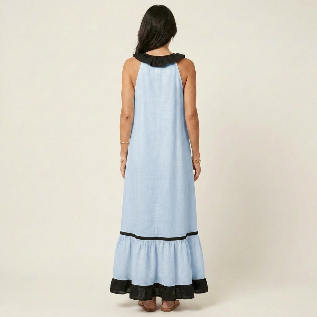 MAYLINE | CONTRAST RUFFLE MAXI DRESS