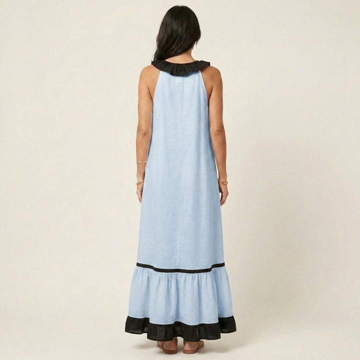 MAYLINE | CONTRAST RUFFLE MAXI DRESS