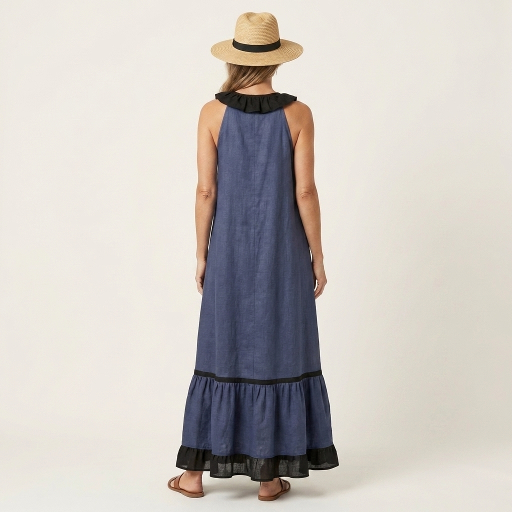 MAYLINE | CONTRAST RUFFLE MAXI DRESS