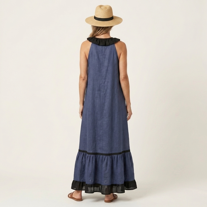MAYLINE | CONTRAST RUFFLE MAXI DRESS