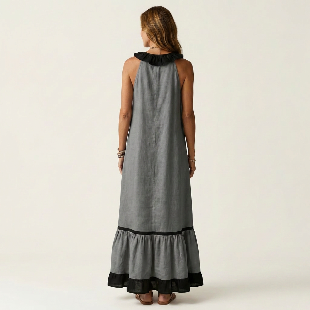 MAYLINE | CONTRAST RUFFLE MAXI DRESS
