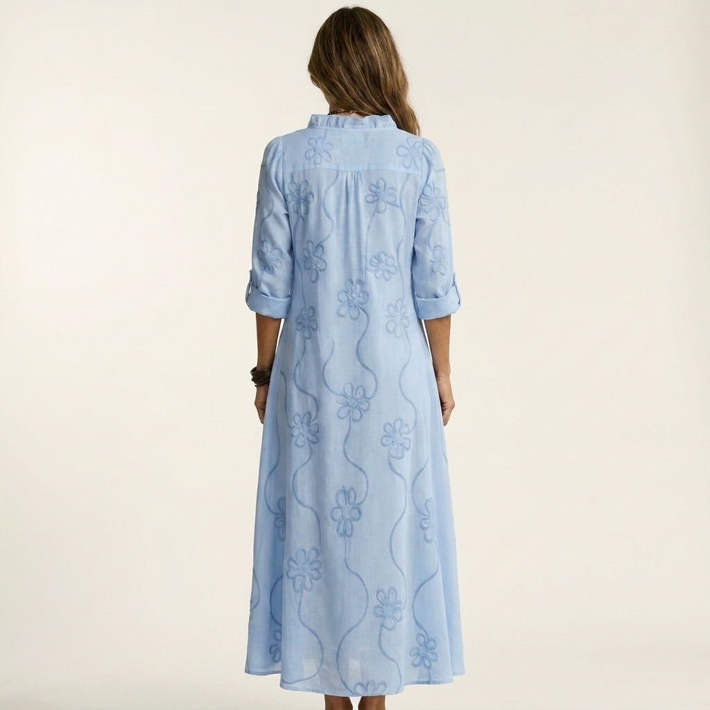 MARIAM | EMBROIDERED COTTON LINEN MAXI DRESS
