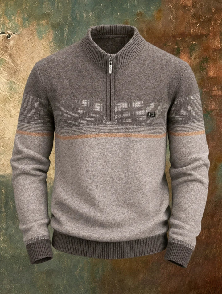 ELLIOTT | TONAL STRIPE HALF-ZIP SWEATER