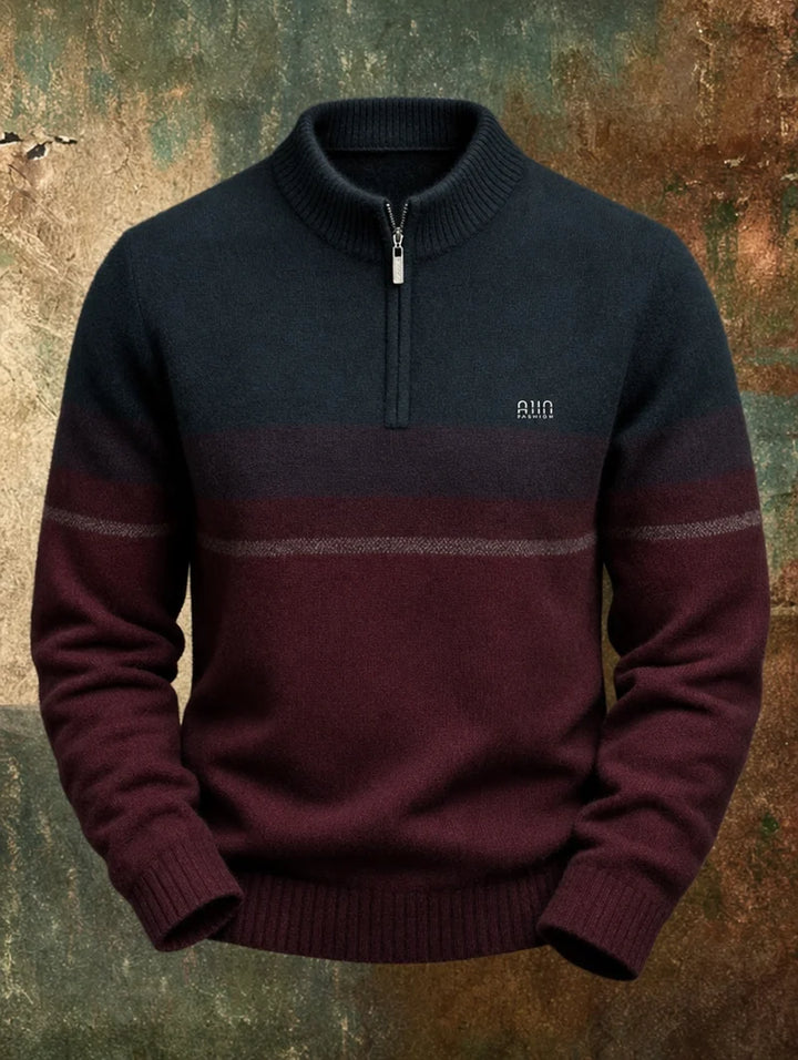 ELLIOTT | TONAL STRIPE HALF-ZIP SWEATER