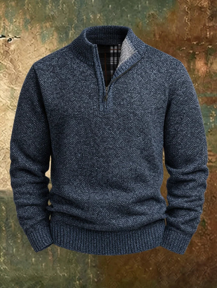 HARRISON | FLEECE-LINED TEXTURED HALF-ZIP SWEATER
