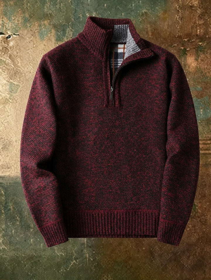 HARRISON | FLEECE-LINED TEXTURED HALF-ZIP SWEATER