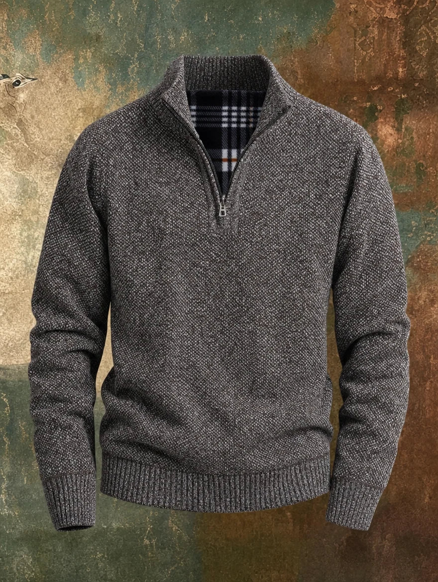 HARRISON | FLEECE-LINED TEXTURED HALF-ZIP SWEATER
