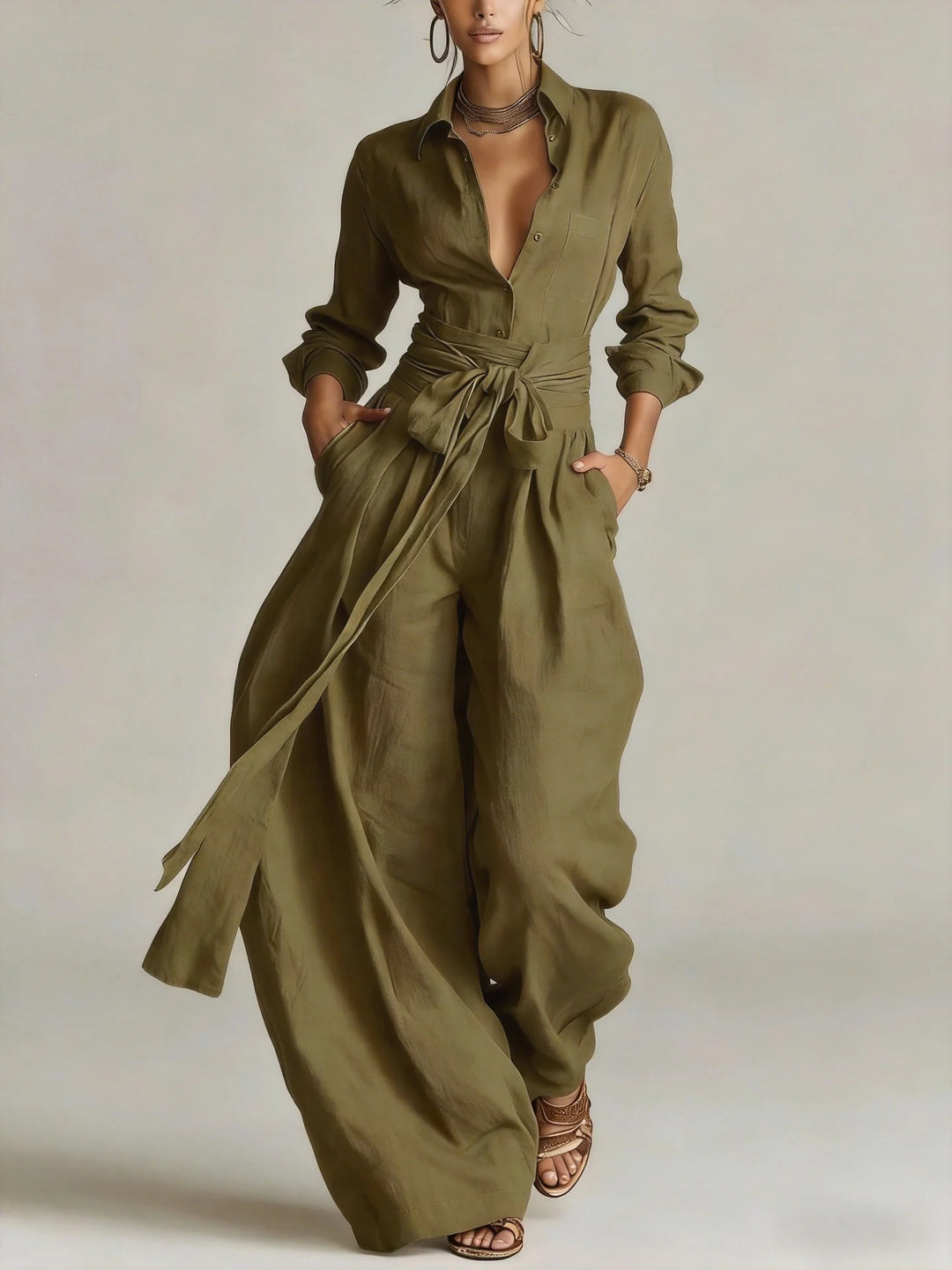 BETTY | TIE-WAIST WIDE-LEG TWO-PIECE SET
