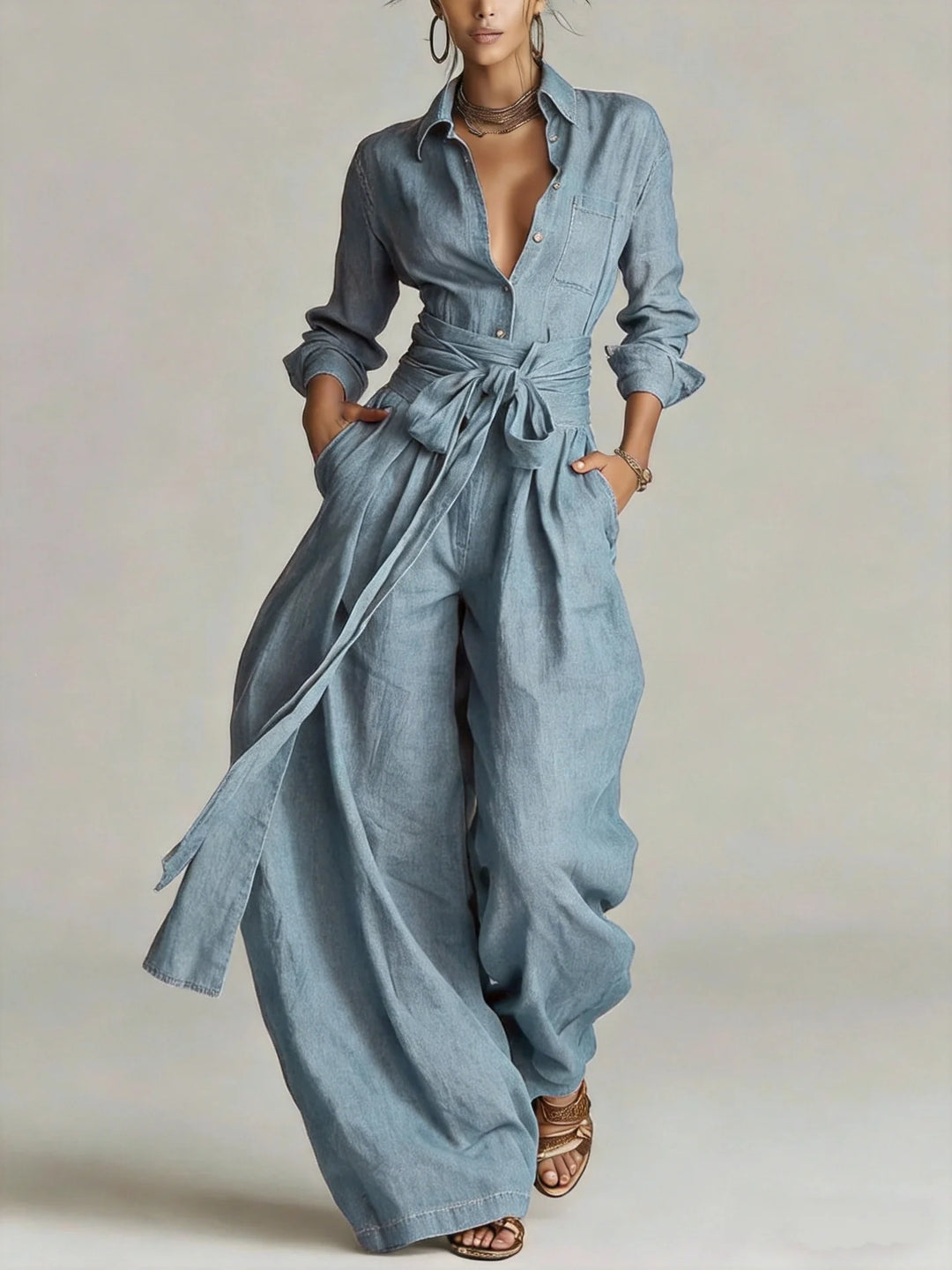 BETTY | TIE-WAIST WIDE-LEG TWO-PIECE SET