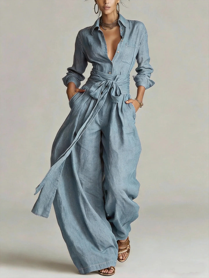 BETTY | TIE-WAIST WIDE-LEG TWO-PIECE SET