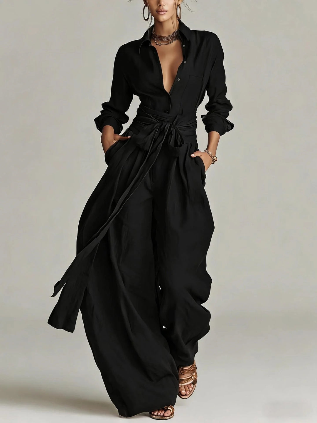 BETTY | TIE-WAIST WIDE-LEG TWO-PIECE SET