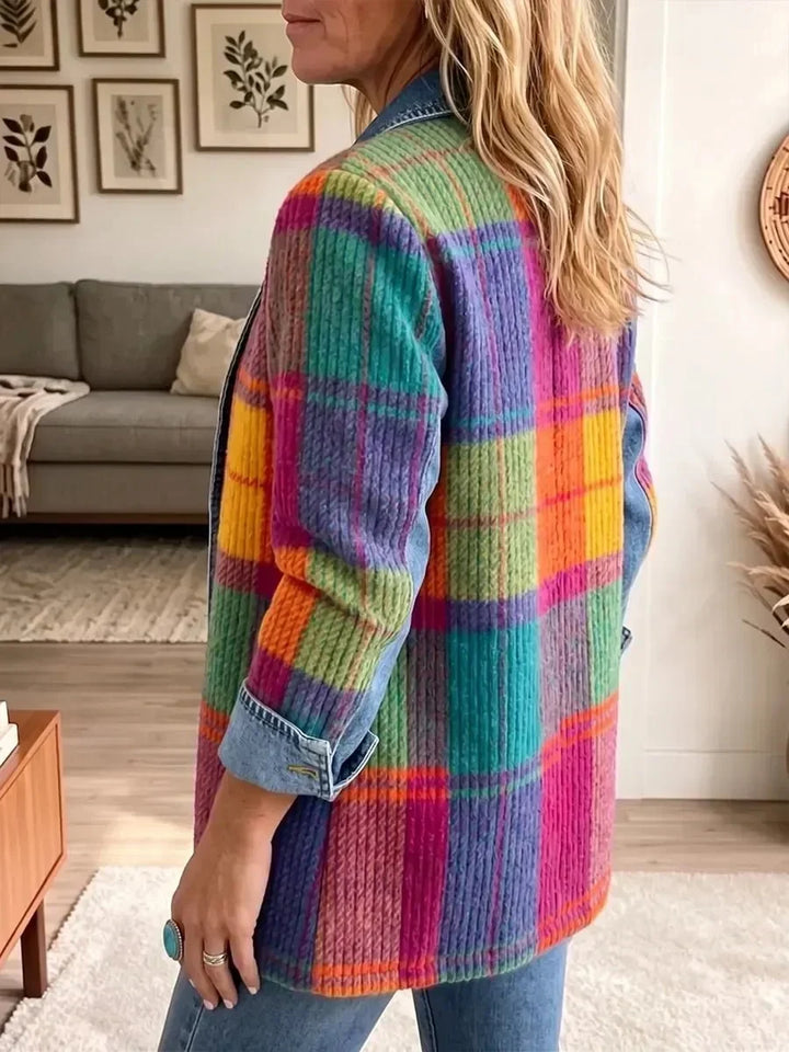 EMMA | VINTAGE PLAID DENIM-TRIM JACKET