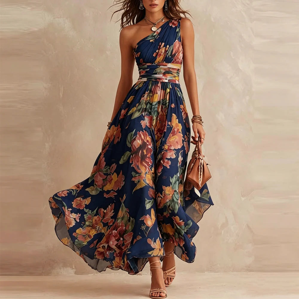 JUNE | ONE-SHOULDER FLORAL MAXI DRESS