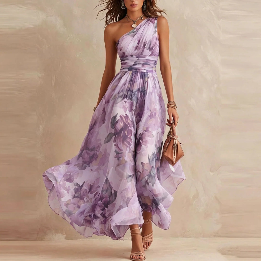 JUNE | ONE-SHOULDER FLORAL MAXI DRESS
