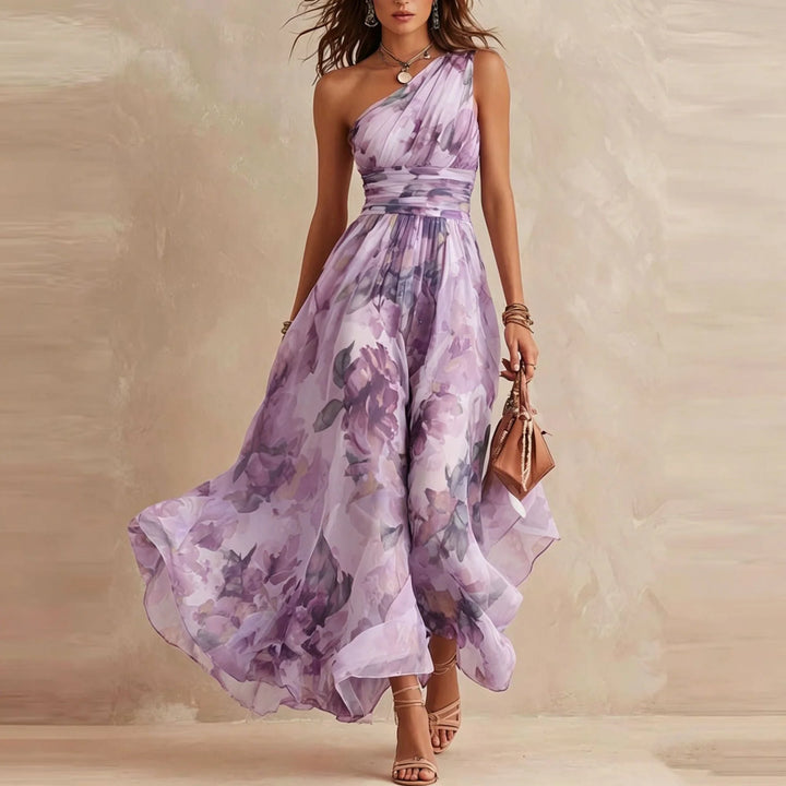 JUNE | ONE-SHOULDER FLORAL MAXI DRESS