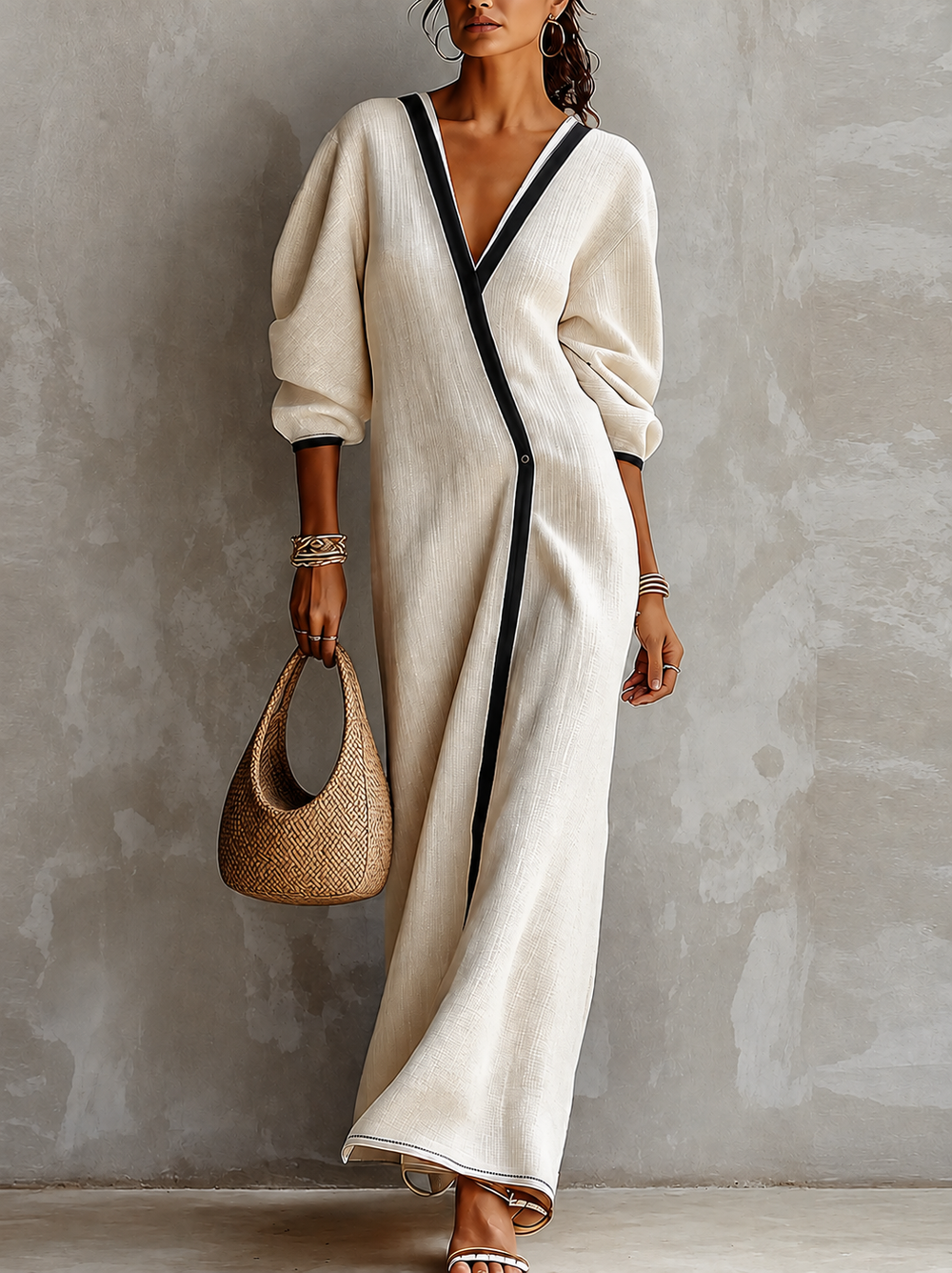 ZELIE | IVORY WRAP MAXI DRESS