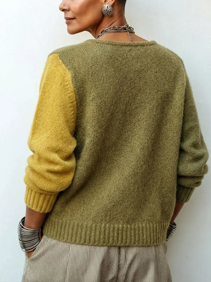 LORELEI | ASYMMETRIC COLOR-BLOCK KNIT SWEATER