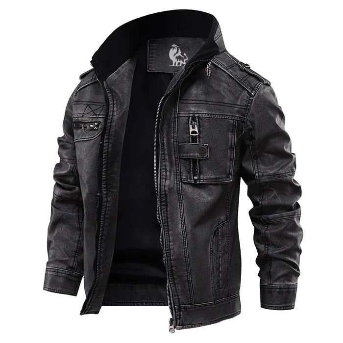 Lacroix™ | Faded Leather Jacket with Hood