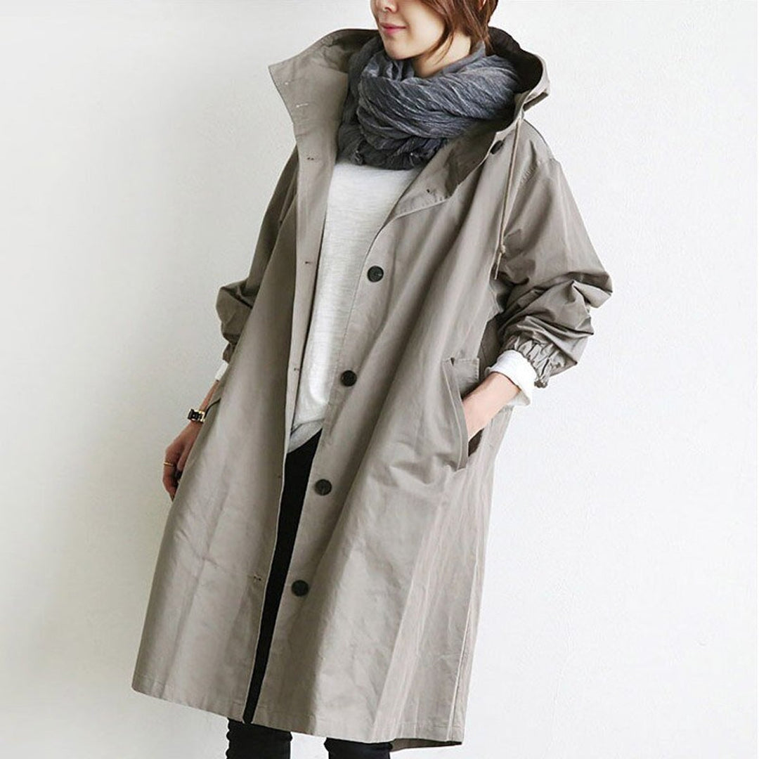 MAISIE | OVERSIZED HOODED BUTTON-FRONT COAT