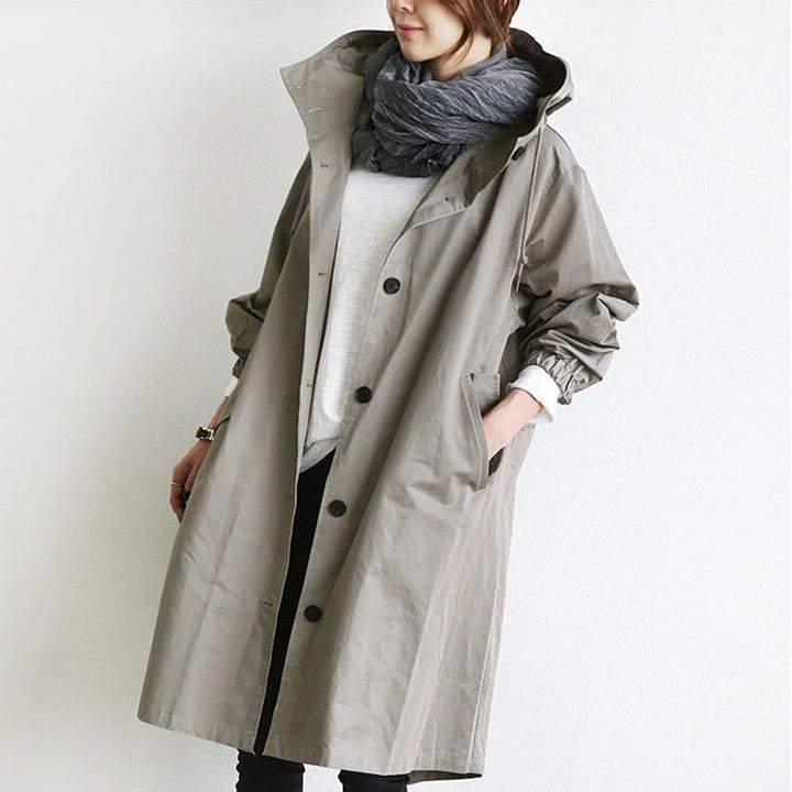 MAISIE | OVERSIZED HOODED BUTTON-FRONT COAT