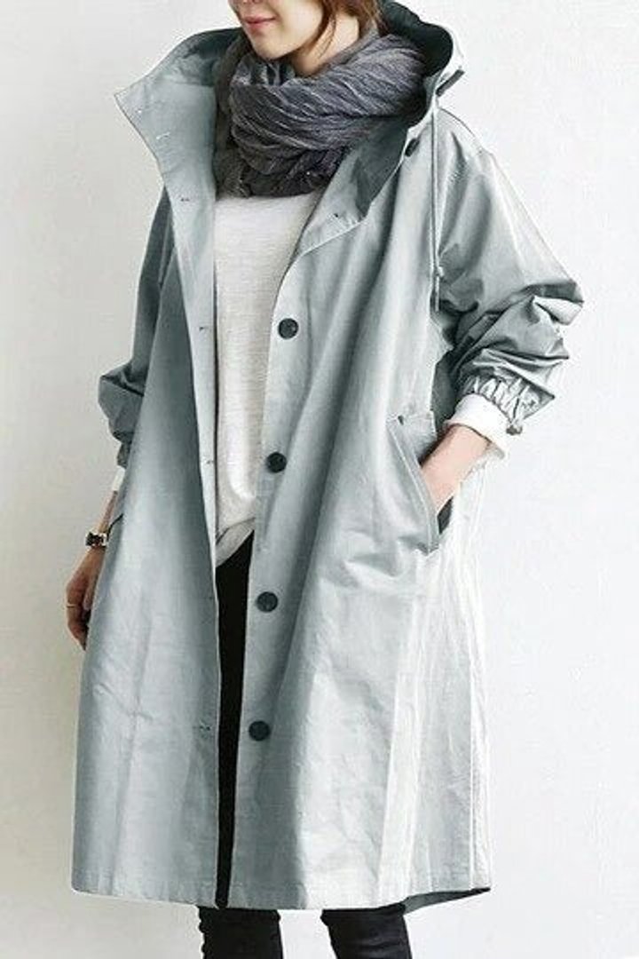 MAISIE | OVERSIZED HOODED BUTTON-FRONT COAT