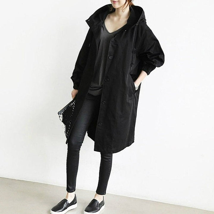 MAISIE | OVERSIZED HOODED BUTTON-FRONT COAT