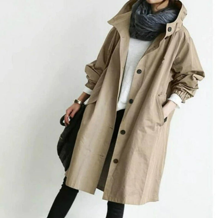 MAISIE | OVERSIZED HOODED BUTTON-FRONT COAT