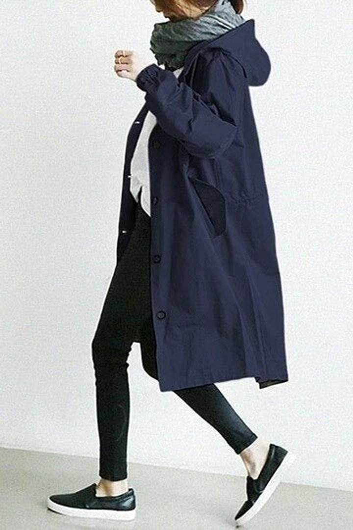 MAISIE | OVERSIZED HOODED BUTTON-FRONT COAT