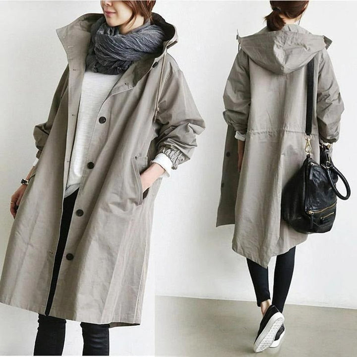 MAISIE | OVERSIZED HOODED BUTTON-FRONT COAT