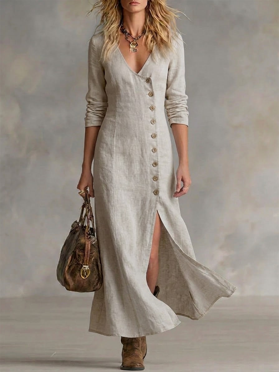 ELARA | BUTTON-FRONT MAXI DRESS