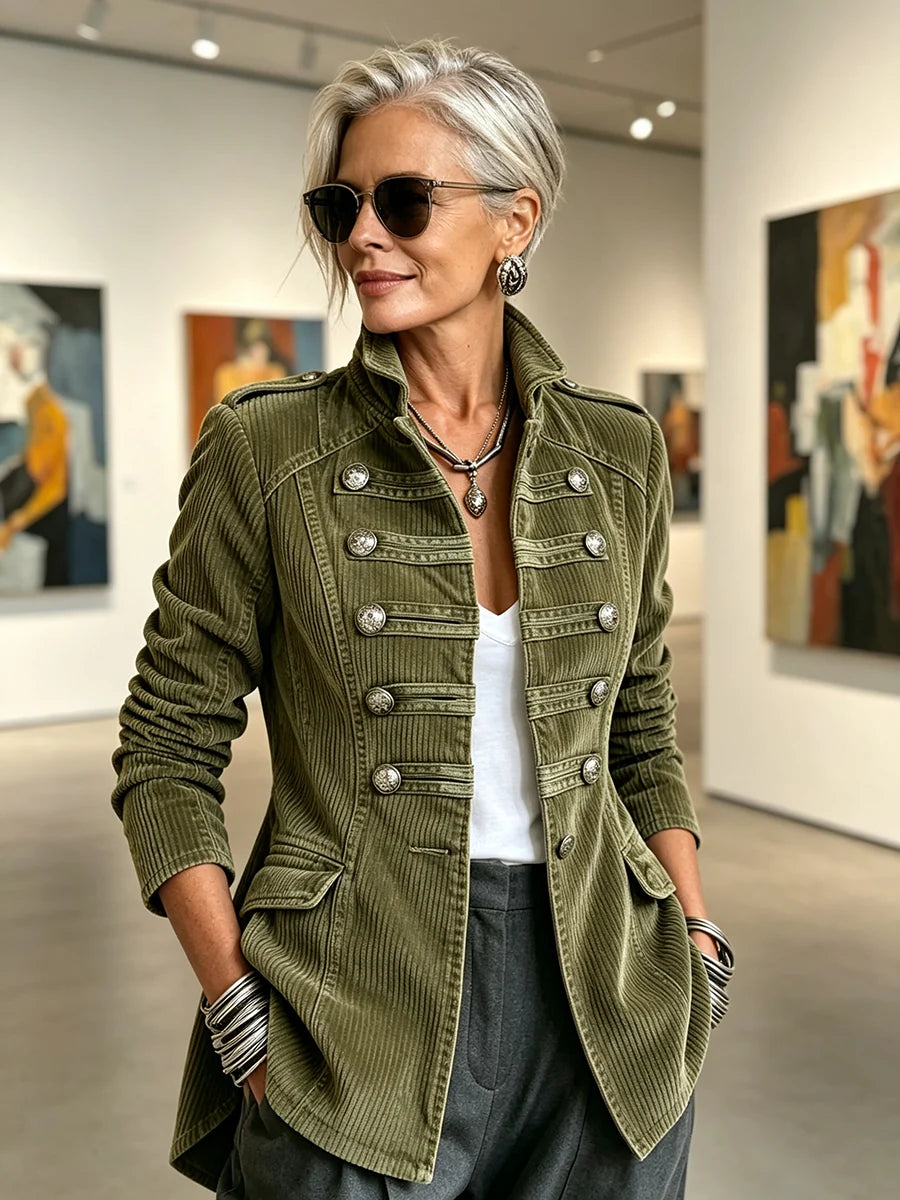 ARIANA | OLIVE MILITARY CORDUROY JACKET
