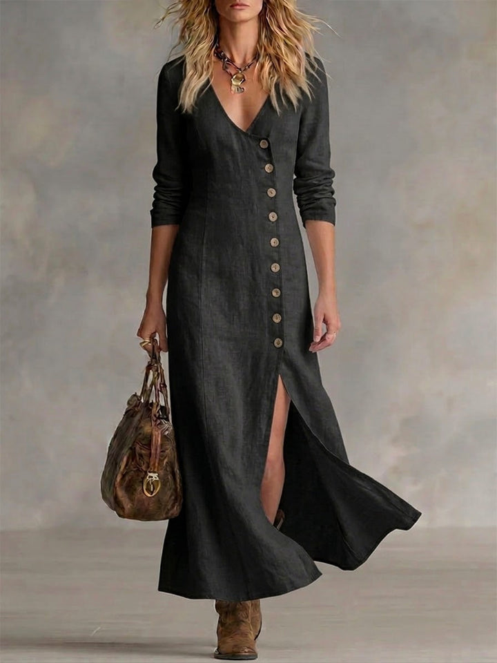 ELARA | BUTTON-FRONT MAXI DRESS